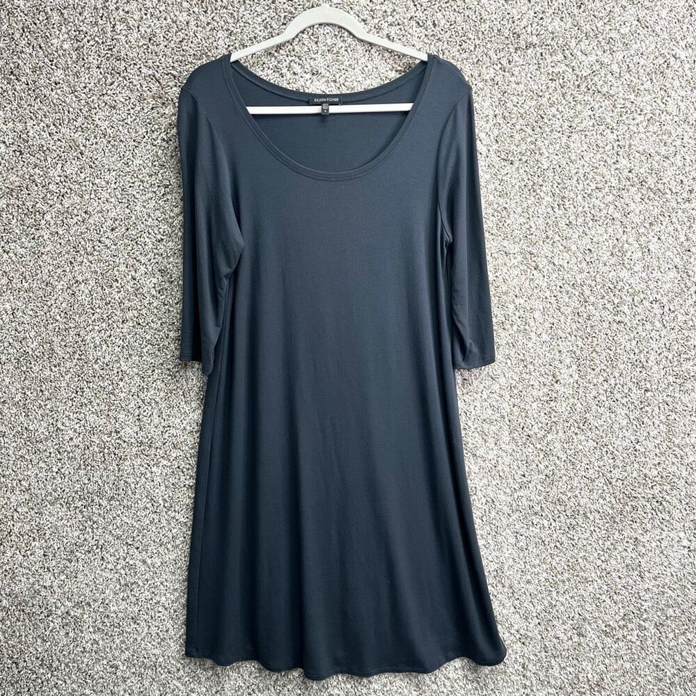 Eileen Fisher Dress Women’s Medium Black‎ 3/4 Sleeve